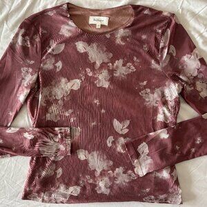 Bohme Mesh long sleeved lined Rose Floral Top